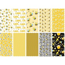 100 Cotton Fabric Pack - Honey Bees Quilting Fat Quarters