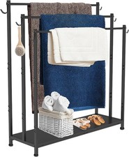 Extra Lar Standing Towel Ra with Metal Stora Shelf 6 Hooks