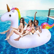 TURNMEON 94" Giant Unicorn Pool Float Inflatable Summer Beach X-Large, White