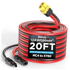 Mc4 to Xt60 Xt60 Connector Solar Charge Cable, 12AWG Pure Copper Solar 20FT