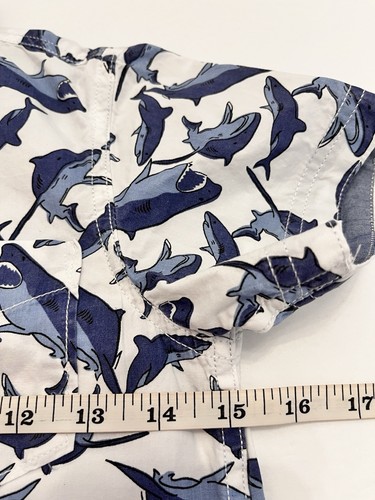 Paper Denim & Cloth Button Up Shirt Boys Size 5 White Short Sleeve Sharks Pocket - Picture 14 of 24
