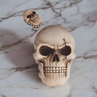 4.75'' Long Skull Face Trinket Box Ornament Home Decor Unique Gift