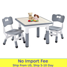 FUNLIO Kids Table and 2 Chairs Set, Height Adjustable Toddler Table and Chair Se