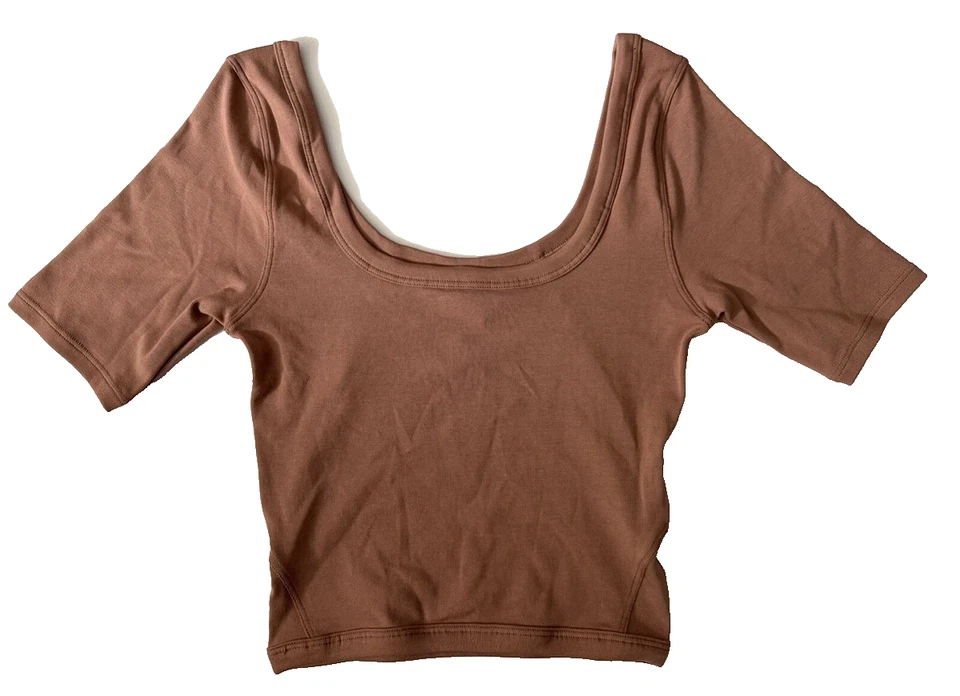 Lululemon Dusty Rose Pink Ribbed Held Tight Short Sleeve Athletic Shirt Size 2 — 第 3/4 张图片