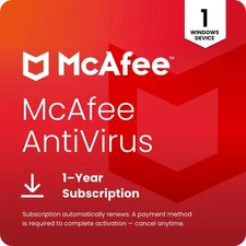 McAfee Antivirus 2026 | 1 PC | Direct from McAfee | Same Day Delivery