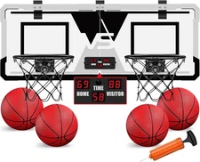 2 Player Basketball Game, Dual Shot Over The Door Mini Basketball Hoop Indoor