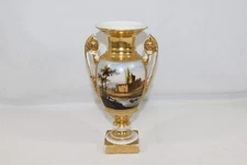 Antique 19th C. Old Paris Porcelain Hand Painted Gilded Vase Urn Repaired Base