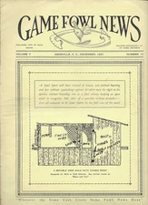VINTAGE COLLECTIBLE Gamefowl News Magazine Devoted to Game Fowl december 1931