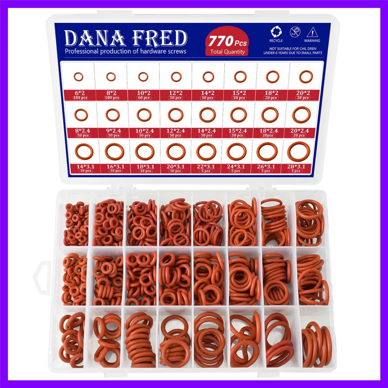 Red O-Rings Spacer Assortment Kit, Red Rubber O Ring Assortment Set for Car A...