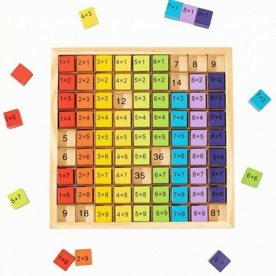Holz Multiplikationstisch Regenbogenfarben Holz Mathe Brettspiel für Klassenzimmer