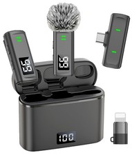 Wireless Lavalier Microphone for iPhone 17/16/15 Android - Mini Phone Microph...