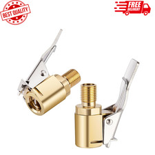 2-Pack Brass Tire Air Chuck, Locking Quick Connect Inflator Hose Adapter, No Lea