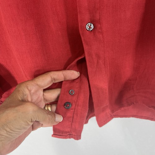 120% Lino Button Down Shirt Men’s Sz XXL Burnt Orange Relaxed 2X Made In Italy - Picture 5 of 13