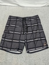 O'Neill Hybrid Men's Board Shorts Size 40 Casual Dress Lounge Gray Black Plaid