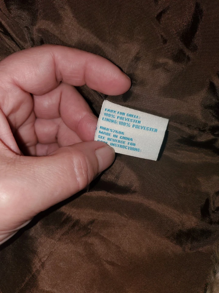 Chaqueta Abrigo C&C California Niñas Talla 10 Frontal A Presión Beige Tostado Marrón Imitación Piel LS Foto 4 de 4