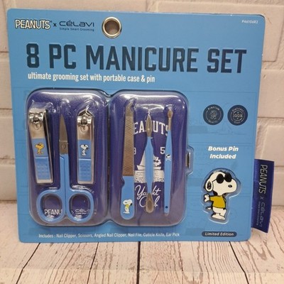 Celavi Peanuts Snoopy Charlie Brown Gromming 8 Piece Set Manicure Tool Kit