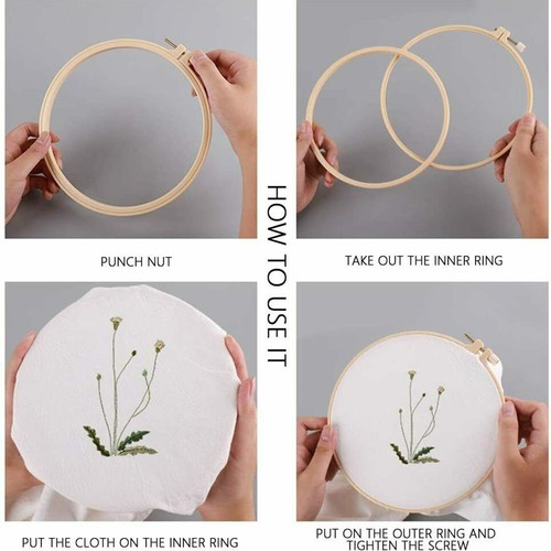 Embroidery Hoops Set of 6 Wooden Circles for Stitching Projects 4 10 Inch - Picture 3 of 13