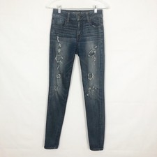American Eagle Mid Rise Distressed Dark Wash Women's Jeans 0R