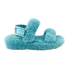 Womens 8 Ugg Oh Yeah Blue Shearling Leather Slipper Slingback Sandals 1107953
