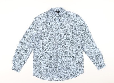 Editor's Cut Damen blau Tiermotiv Polyester Basic Knopfleiste Größe 8 Kragen