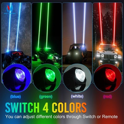 Pair Whipless Laser RGB LED Whip Light Antenna Remote For ATV UTV Can Am Polaris