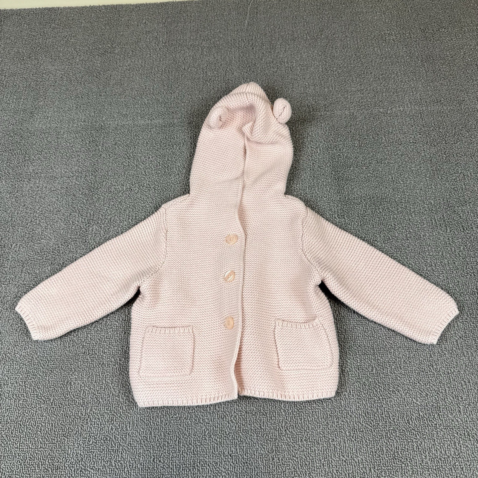 Baby Gap Pink Bear Cardigan Sweater Size 6-12 Months