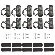 Labwork 10pcs Car Emergency Strobe Lights Bar 12 Led Wmounting Kit Amber 12v