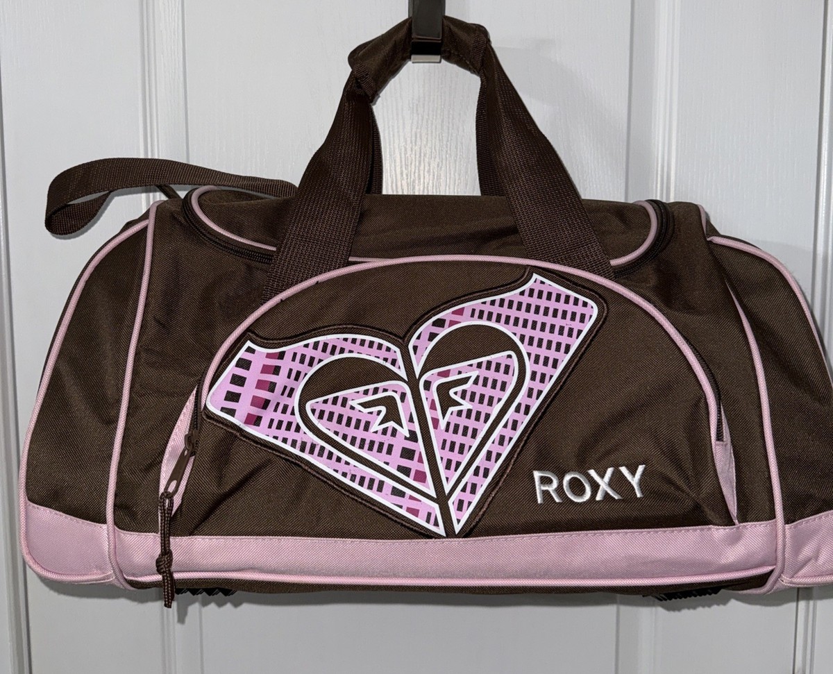 Roxy Medium Duffle Bag Brown/Pink Travel Carry On Size Great
