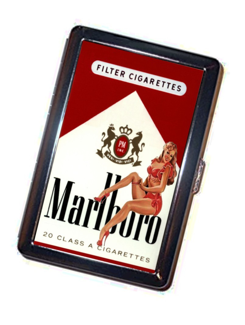 Marlboro pinup cigarette CASE Handmade REDS Vintage-art