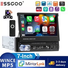 7" Single 1DIN Flip out Touch Screen Car Stereo Radio Bluetooth MP5 Player+CAM