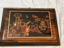 Vintage Walt Disney Wooden Picture Main Street Electrical Parade With Stamp RARE