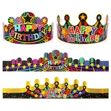 30 Pieces Birthday Crowns for Classroom Adjustable Cute Happy Birthday Hats C...