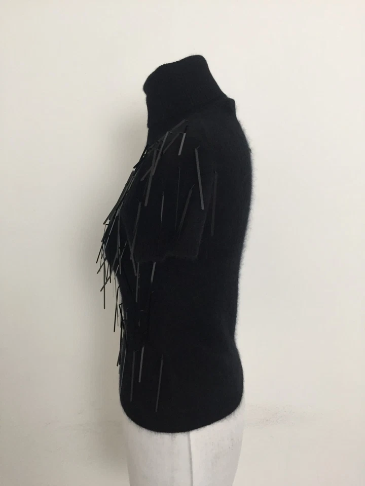 Nuevo top para mujer M&S x 16Arlington talla XS negro 100 % cachemir adornado Foto 2 de 4