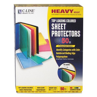 C-Line? Colored Polypropylene Sheet Protector, Assorted Colors, 2, 11 x 8 1/2, 5