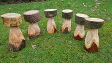 Mushroom toadstool wooden sculptures fairy garden ornament secret garden decor