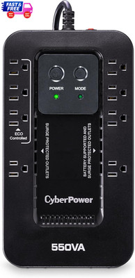 EC550G UPS Battery Backup 550VA/330W Surge Protector 8 Outlets ECO Mode UL Certi