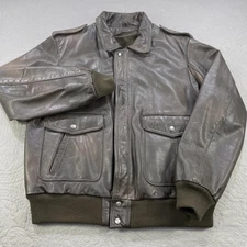 Vintage Berman's Leather Jacket Mens 46L Brown Bomber Flight A-2 Pile Lined 90s