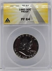 1960 Franklin Half Dollar 50c Proof - Graded ANACS PF64