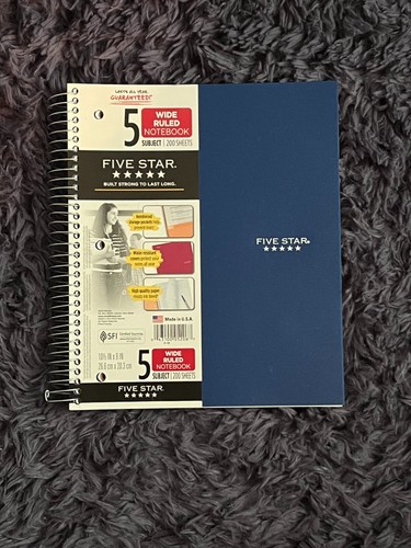 NEW Mead Five Star 5-Subject Notebook 8" x 10.5" 200 Sheets - Picture 8 of 11