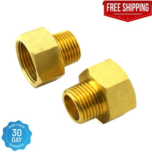 2-Pack Brass Pipe Fitting 1/2 NPT Male to 3/4 NPT Female Reducer Adapter