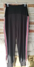 GINKANA Women's Maternity Casual/Pajama Pants. Size L Black with red stripes.