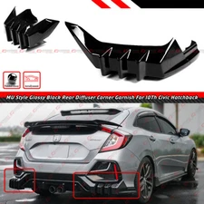 For 2017-2021 Civic Hatchback Fk4 Fk7 MU Style Rear Diffuser Corner Side Garnish