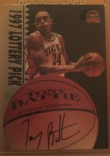 Tony Battie Texas Tech Basketball Score Board Autograph Rookie Card Bob Knight