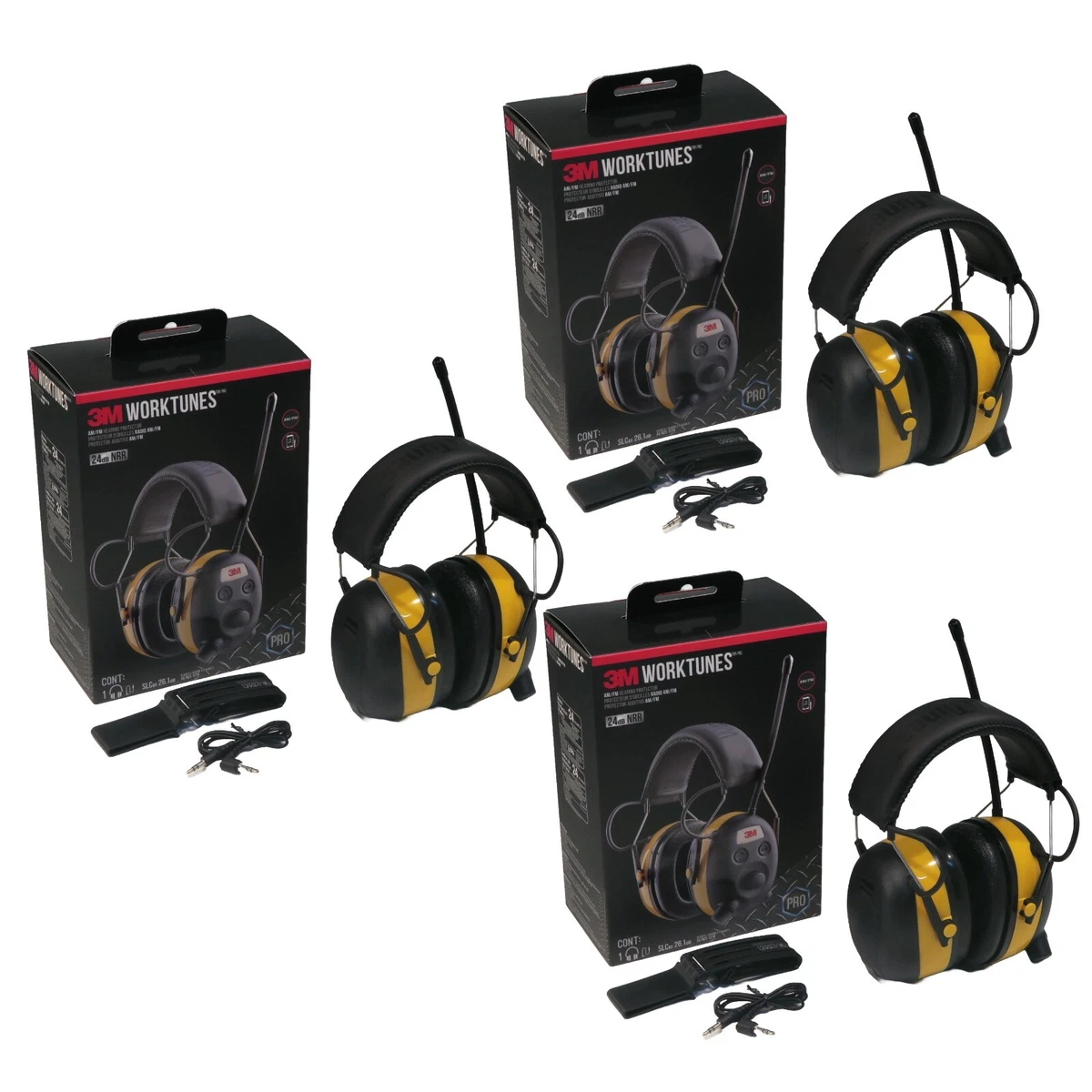 3 Pack 3M Peltor Worktunes Headphones Belt Clip for Music