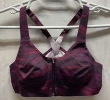 NWOT Women  s Victoria  s Secret Knockout Front Zip Sports Bra Purple Black 36B