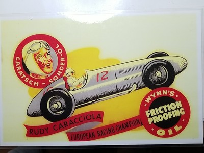 Wynn's Friction Proofing Motor Oil Laminated Poster Rudy Caracciola 17'' x 11''