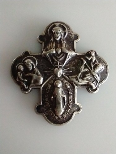 Vintage Catholic Creed Sterling Silver 4 Way Protection Cross Religious ...