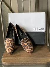 NIB Nine West Haydyn Leopard Faux Fur Flats Size 7 Slip-ons