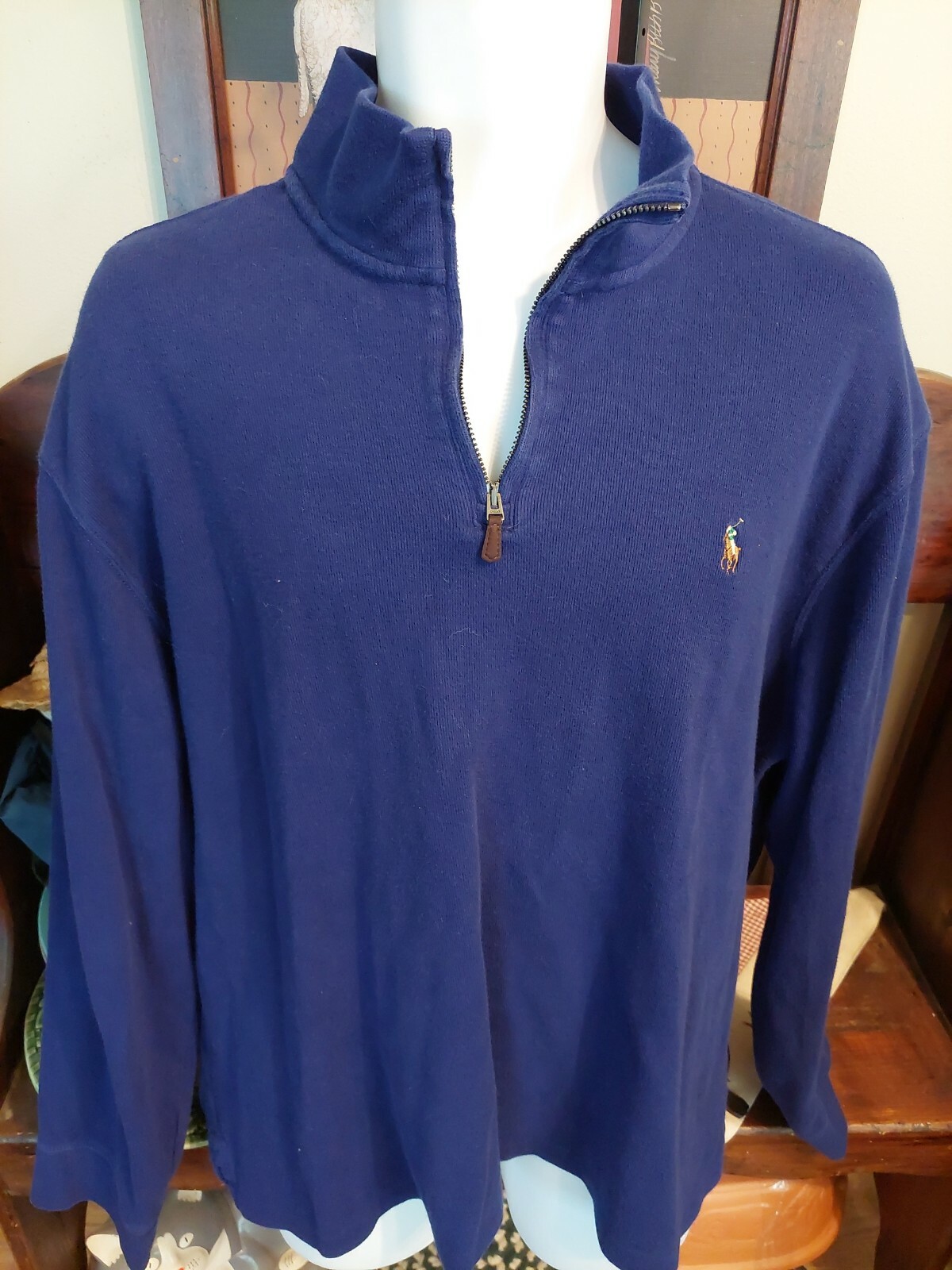 POLO RALPH LAUREN ESTATE COSTINA FELPA PULLOVER XL 1 4 ZIP COTONE POLO PONY