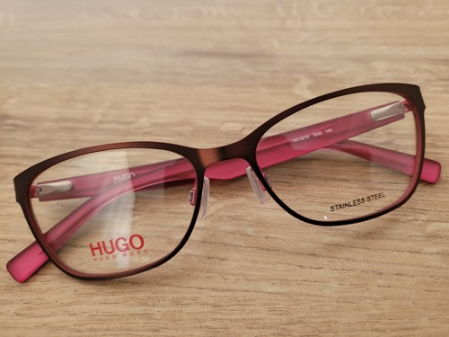 HUGO BOSS HG 0210 Stainless Steel Eyeglasses Frames - Brown Metallic & Pink - Afbeelding 1 van 15